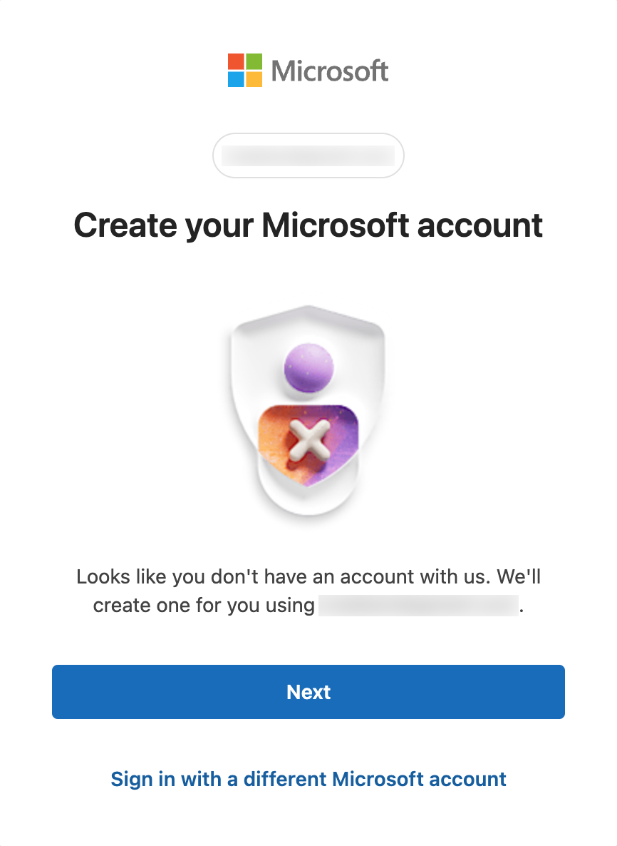Microsoft account creation page