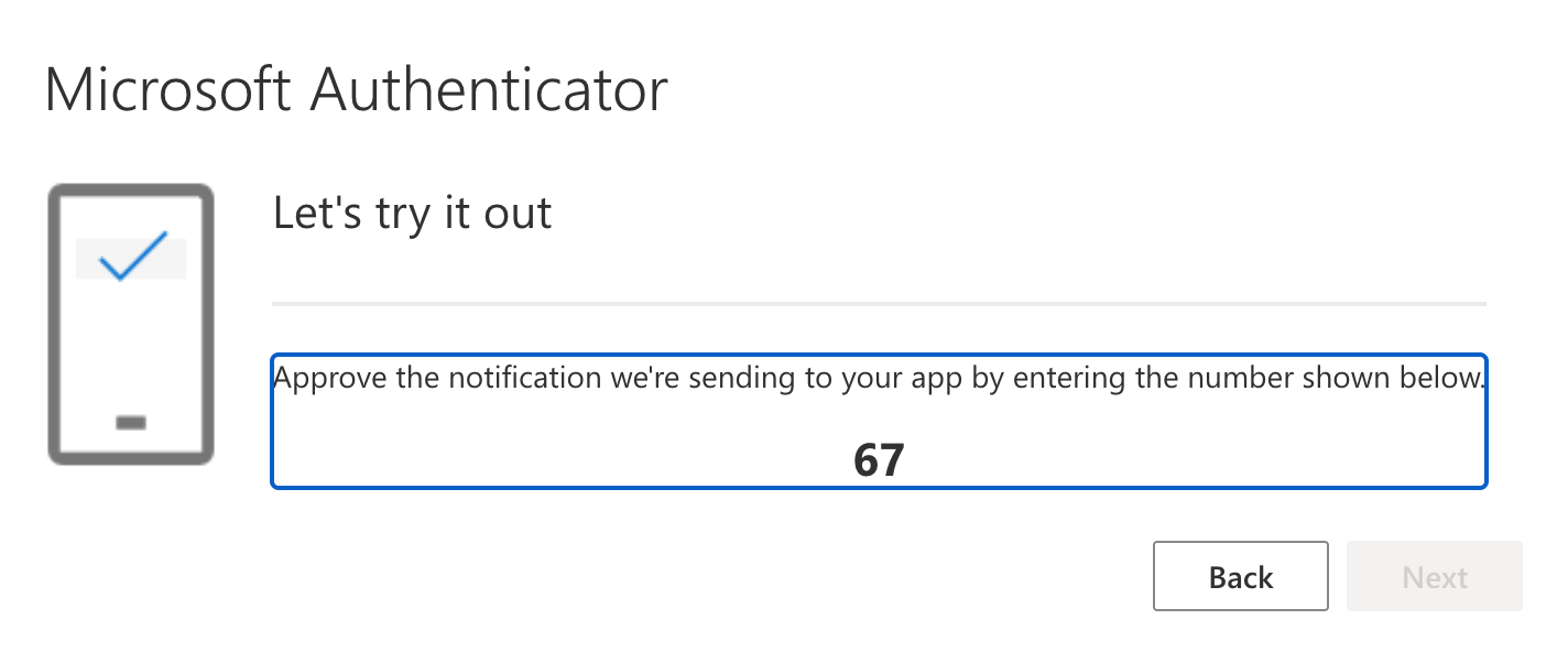 Authenticator confirmation page