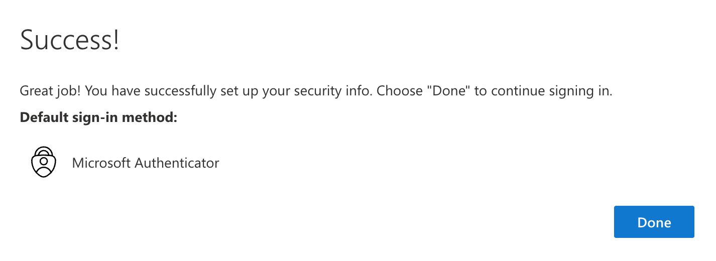 Setup success confirmation