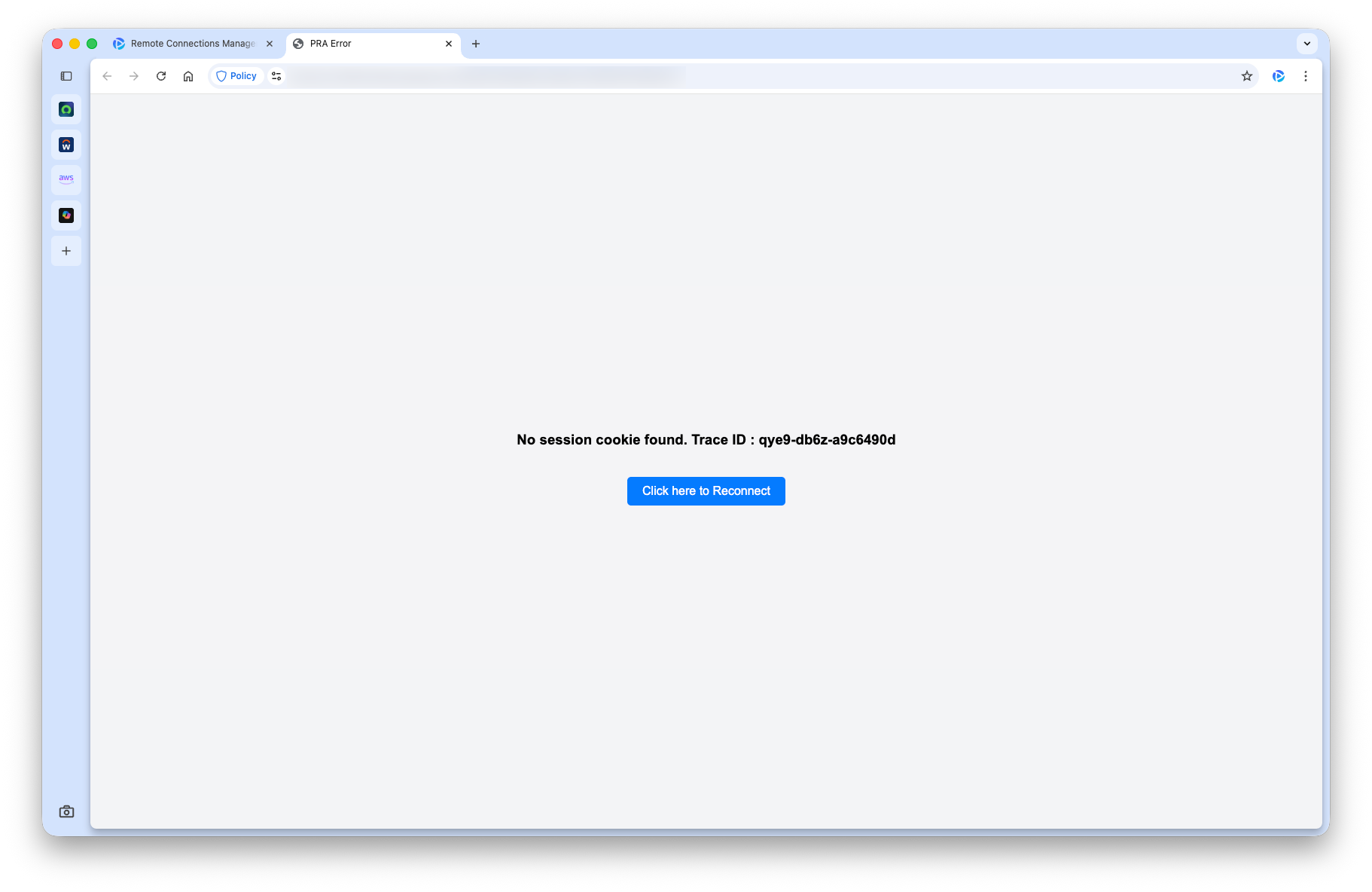 No session cookie found
