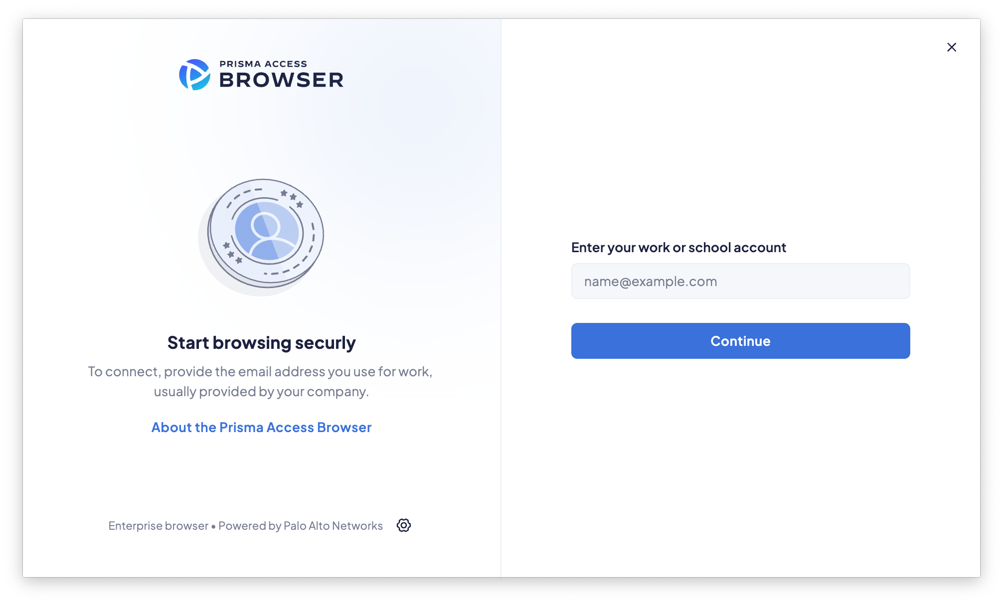 Prisma Access Browser login screen
