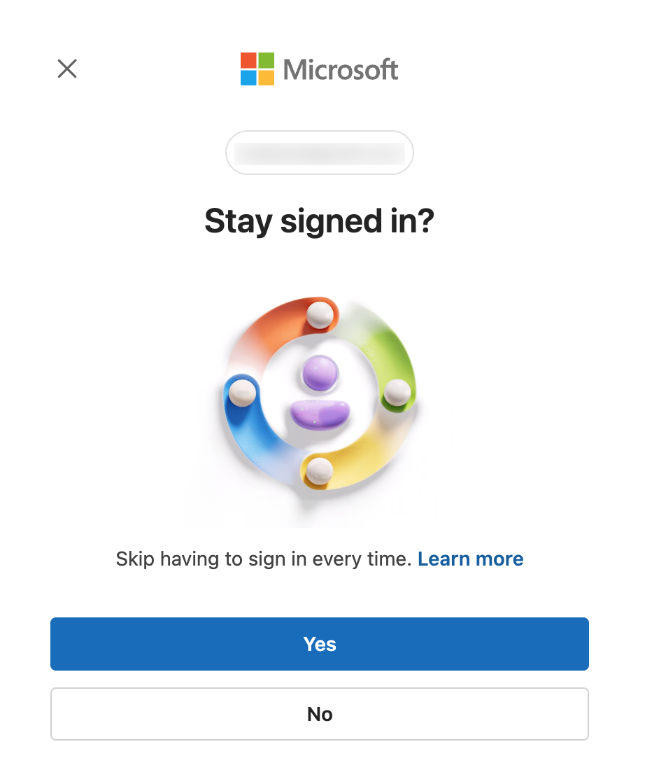 Microsoft stay signed in prompt